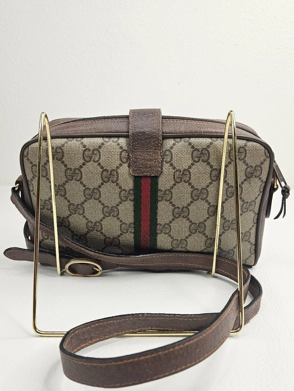 Authentic 80s Gucci GG Supreme Sherry  Ophidia Camera Crossbody Shoulder Bag